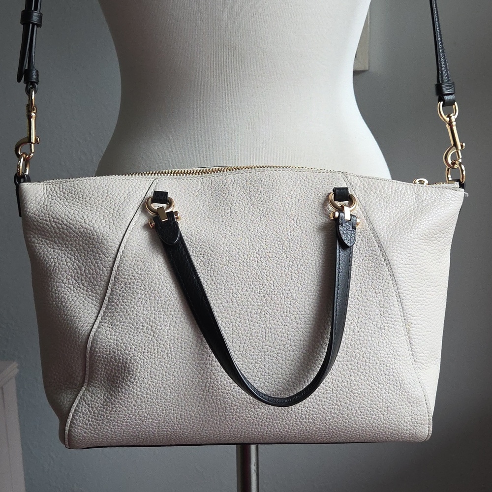 COACH Chalk & Black Prairie Leather Crossbody Bag - Picture 7 of 14